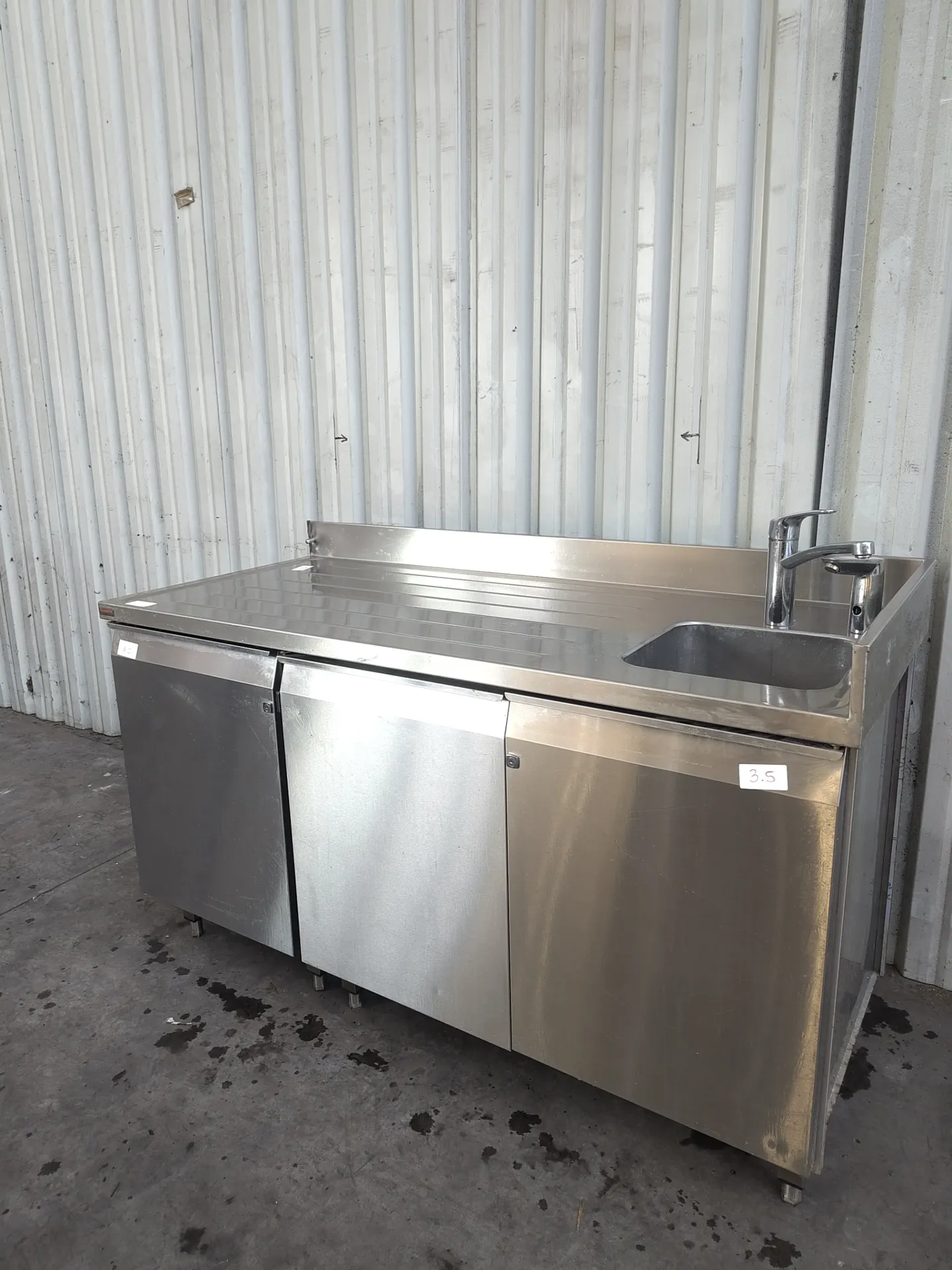 Armoires de travail inox (combi 2 meubles + évier) (L)