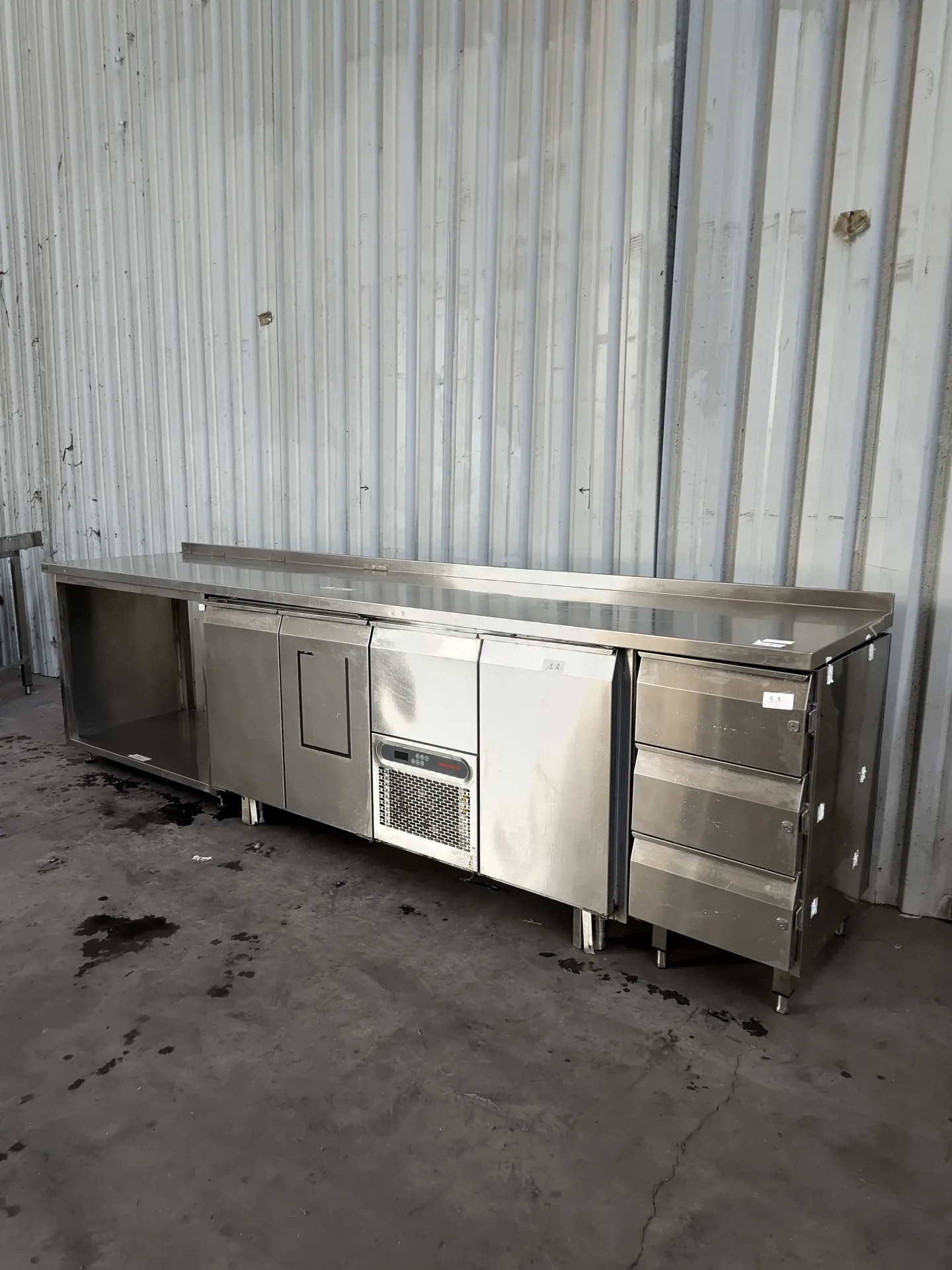 Meuble frigo inox (combi 3 meubles) (L)